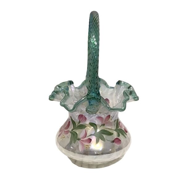 Fenton 90th Anniversary Azalea Spiral Optic Basket - Picture 4 of 7